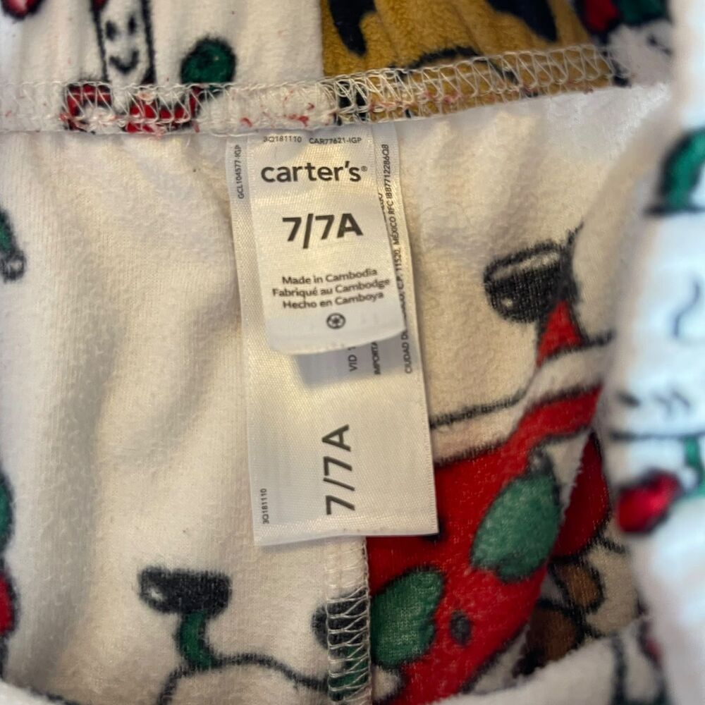 Carter's Girls Size 7 Christmas Pajama Set On Santa's Nice List Red Holiday PJs - Picture 8 of 16